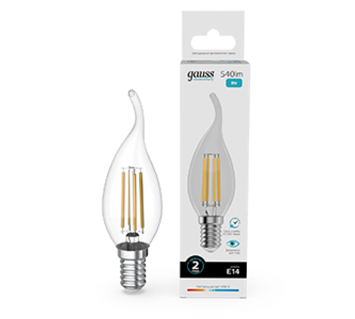 Лампа светодиодная   Filament Elementary Свеча на ветру 8W 540lm 4100К Е14 LED 1/10/100  42128  Gauss