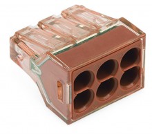 Клемма 6-проводная 1.5 - 4.0мм2 одножильный коричневый (уп/50шт)  773-606  WAGO
