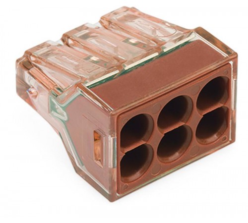 Клемма 6-проводная 1.5 - 4.0мм2 одножильный коричневый (уп/50шт)  773-606  WAGO