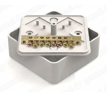 Коробка уравнивания потенциалов (КУП) 75х75х28мм с общей шиной 6х9. 8групп. наклейка "заземление" в комплекте. цвет -БЕЛЫЙ (80шт)  GE41217-01  Green