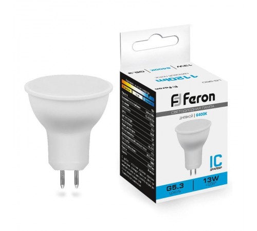 Лампа светодиодная, (13W) 230V G5.3 6400K MR16, LB-960  38190  FERON