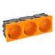 Розетка тройная 33° Modul45connect, с з/к, 250 В, 16A (оранжевый) (STD-D3C ROR3)  6120504  OBO Bettermann