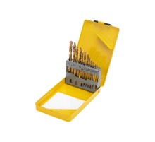 Набор сверл по металлу, 1,5-6,5мм (через 0,5мм, 3,2мм, 4,8мм), НSS, ТИТАН, цилиндрический хвостовик, металлический кейс, 13 шт.  KR-91-0633  Kranz