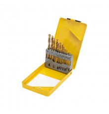 Набор сверл по металлу, 1,5-6,5мм (через 0,5мм, 3,2мм, 4,8мм), НSS, ТИТАН, цилиндрический хвостовик, металлический кейс, 13 шт.  KR-91-0633  Kranz