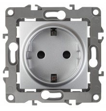 Розетка 12-2101-03 с заземлением, 16АХ-250В,  алюминий  Б0014677  ЭРА