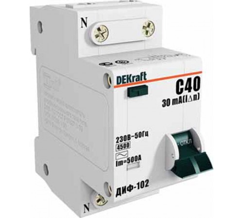 Выключатель автоматический дифференциального тока ДИФ-102 1п+N 32А C 30мА тип AC  16006DEK  DEKraft