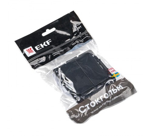 Стокгольм Механизм Выключателя 2-кл. 10А черный PROxima  EZV10-023-10  EKF