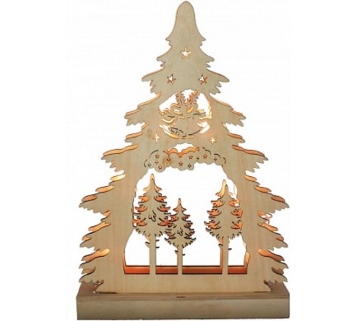 Фигура световая  деревянная "Елка цветная на батарейках" LT081 , 7 диодов , 22,5*4,5*32 см, IP20  26829  Feron