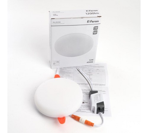 Светильник светодиодный встраиваемый AL509 с регулируемым монтажным диаметром (до 90мм) 12W 4000K белый  41208  Feron