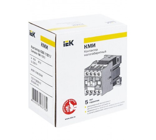 Контактор КМИ-11811 18А  230В/АС3 1НЗ   KKM11-018-230-01  IEK