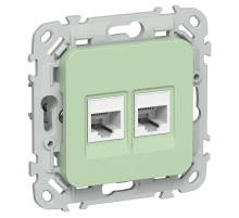 FLITE Розетка 2-ая RJ45/RJ11 кат.5Е/3 UTP РКТ5е/3-2-0-ФлФ фисташковый  FI-KT22-1-K93  IEK