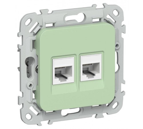 FLITE Розетка 2-ая RJ45/RJ11 кат.5Е/3 UTP РКТ5е/3-2-0-ФлФ фисташковый  FI-KT22-1-K93  IEK