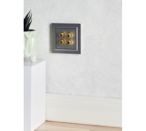 BRITE АудиоРозетка 4-местная РА10-БрС сталь  BR-S40-K46  IEK