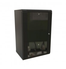 WR-TW-1845-GP-RAL9004 Шкаф настенный 19-дюймовый (19"), 18U, 908x600х450мм, стекл. дв.,, (RAL 9004) (разобранный)  520253  WRLine