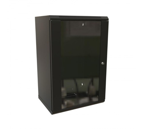 WR-TW-2245-GP-RAL9004 Шкаф настенный 19-дюймовый (19"), 22U, 1086x600х450мм, стекл. дв.,, (RAL 9004) (разобранный)  520257  WRLine