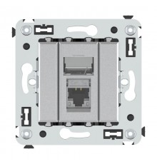 Компьютерная розетка RJ-45 в стену, кат.5e одинарная экранированная, "Avanti","Закаленная сталь"  4404363  DKC