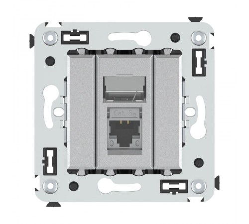 Компьютерная розетка RJ-45 в стену, кат.5e одинарная экранированная, "Avanti","Закаленная сталь"  4404363  DKC