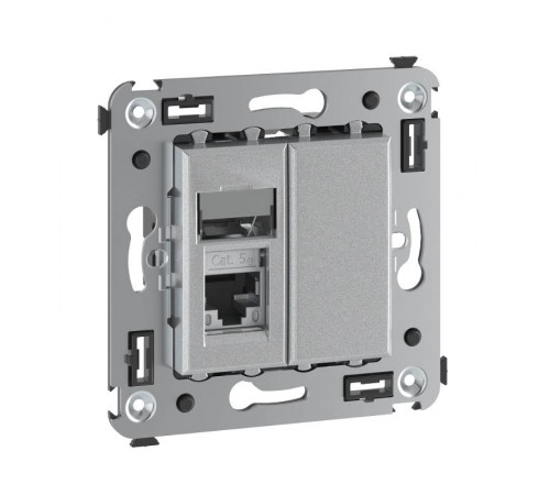 Компьютерная розетка RJ-45 в стену, кат.5e одинарная экранированная, "Avanti","Закаленная сталь"  4404363  DKC