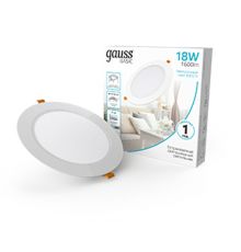 Светильник  Basic Downlight круг 18W 1600lm 4000K 170-260V IP20 170*26 белый LED 1/60  9030420218  Gauss