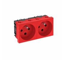 Розетка двойная 0° с кодом, 250 В, 16A (красный) (STD-F0K SRO2)  6120314  OBO Bettermann