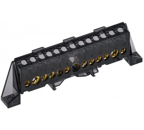 TEKFOR Шина N "ноль" в комбинированном DIN-изоляторе "Стойка" 8х12-(6+6)-Ч  TF-NN20-66-DP-K02  IEK