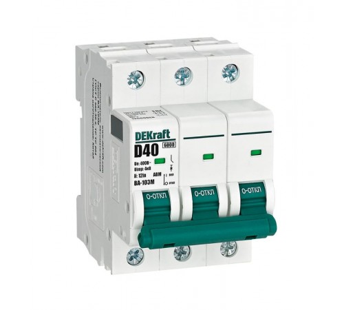 Выключатель автоматический без теплозащиты трехполюсный ВА-103М 3P 40А характеристика D 6кА  12560DEK  Dekraft