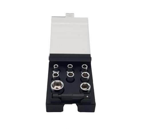 Набор метрических головок с адаптером 50мм с 1/4" на E6,3 в кейсе, 9шт  05798106  Felo