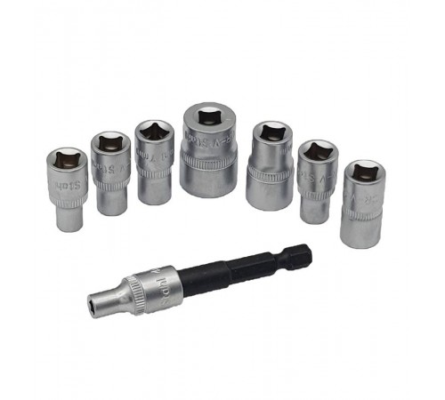 Набор метрических головок с адаптером 50мм с 1/4" на E6,3 в кейсе, 9шт  05798106  Felo