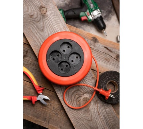 Удлинитель-рулетка 4*10 м без заземления ПВС 2*0,75 10А/2,3кВт PROxima   UBR-6-257-4-10  EKF