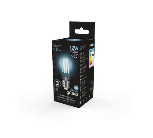 Лампа светодиодная Filament А60 12W 1250lm 4100К Е27 LED 1/10/40  102902212  Gauss