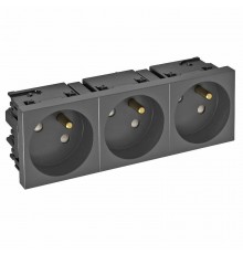 Розетка тройная 33° Modul45connect, франц. стандарт, 250 В, 16A (черный) (STD-F3C SWGR3)  6120700  OBO Bettermann