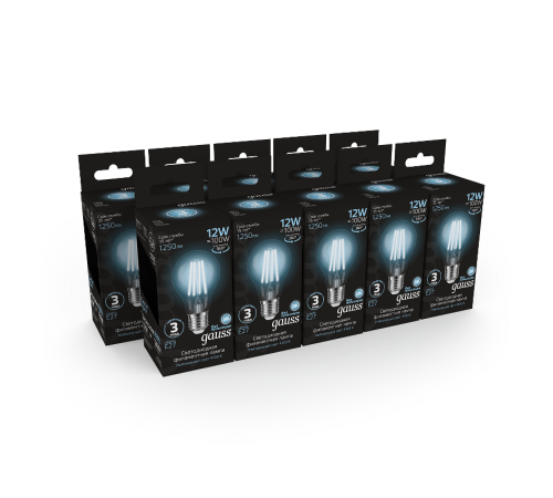 Лампа светодиодная Filament А60 12W 1250lm 4100К Е27 LED 1/10/40  102902212  Gauss