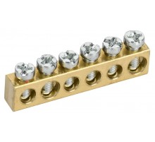 TEKFOR Шина нулевая сечение 6х9 6 отв. латунь  TF-KP00D-SN-06  IEK