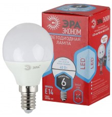 Лампа cветодиодная ECO LED P45-6W-840-E14 (диод, шар, 6Вт, нейтр, E14) (10/100/3000)  Б0019077  ЭРА