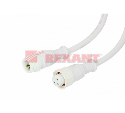 Соединительный кабель (3pin) герметичный (IP67) 3х0.5 мм 300 V белый  11-9530  REXANT