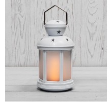 Декоративный фонарь 12х12х20,6 см, белый корпус, теплый белый цвет свечения с эффектом пламени свечи  513-067  NEON-NIGHT