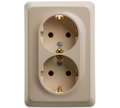 Этюд Кремовый С/У Розетка 2-ая с заземлением без шторок 16А 250B  PC16-107K  SE