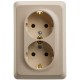 Этюд Кремовый С/У Розетка 2-ая с заземлением без шторок 16А 250B  PC16-107K  SE