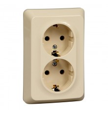 Этюд Кремовый С/У Розетка 2-ая с заземлением без шторок 16А 250B  PC16-107K  SE
