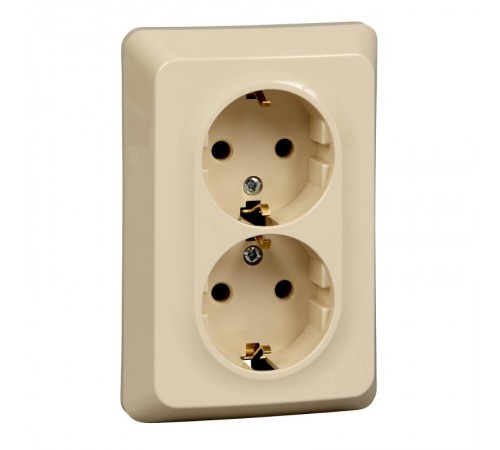 Этюд Кремовый С/У Розетка 2-ая с заземлением без шторок 16А 250B  PC16-107K  SE