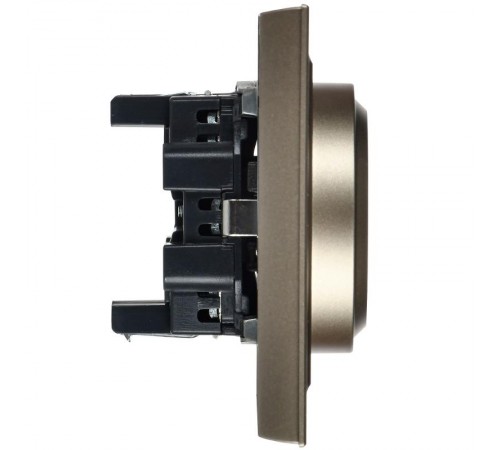 BRITE Розетка 2-ая с заземлением без шторок 16А в сборе РС12-3-БрШ шампань  BR-R21-16-K37-F  IEK