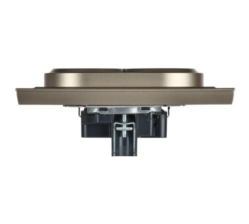 BRITE Розетка 2-ая с заземлением без шторок 16А в сборе РС12-3-БрШ шампань  BR-R21-16-K37-F  IEK