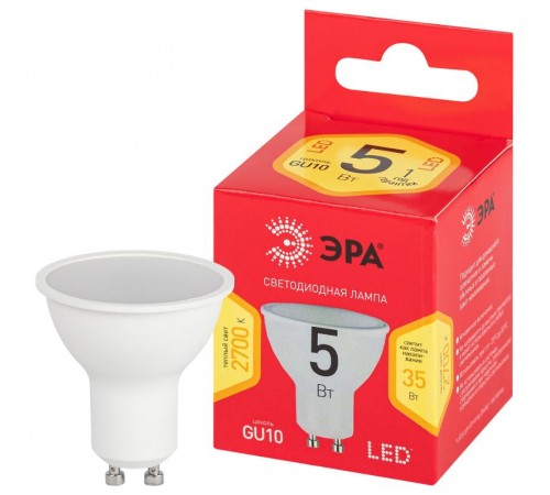 Лампа светодиодная LED MR16-5W-827-GU10 R (диод, софит, 5Вт, тепл, GU10)  Б0051852  ЭРА