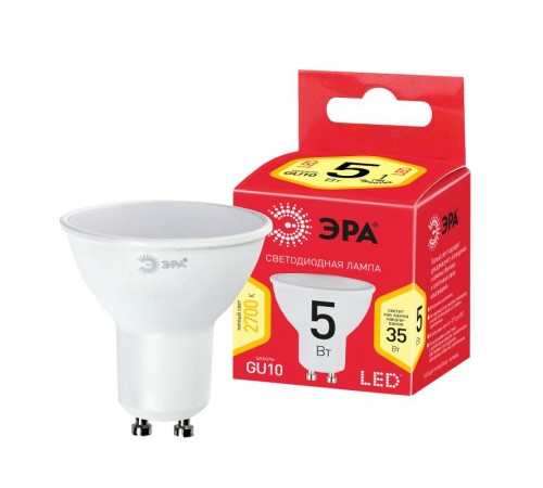Лампа светодиодная LED MR16-5W-827-GU10 R (диод, софит, 5Вт, тепл, GU10)  Б0051852  ЭРА