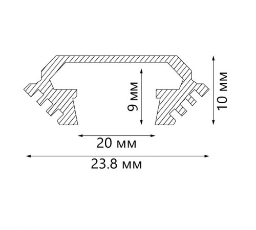 Профиль алюминиевый для светодиодной ленты угловой с фаской ,с заглушками,серебро CAB272 2м ( в комплекте 2 заглушки, 4 крепежа)  10270  FERON