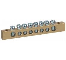 Шина  NO-122-21 PEN земля-ноль 8х12мм 8/2 латунная крепеж по краям   Б0047236  ЭРА