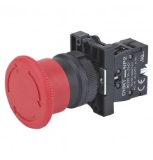 Кнопка управления "Грибок" 30мм (2) с фиксации NP2-ES442 без подсветки красная 1НЗ IP40  574831  CHINT