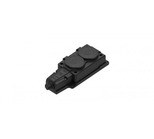 Колодка 2 гнезда 2К+З каучуковая 16А/250В IP44 Чёрная MultiSet  MST4102BK  SE