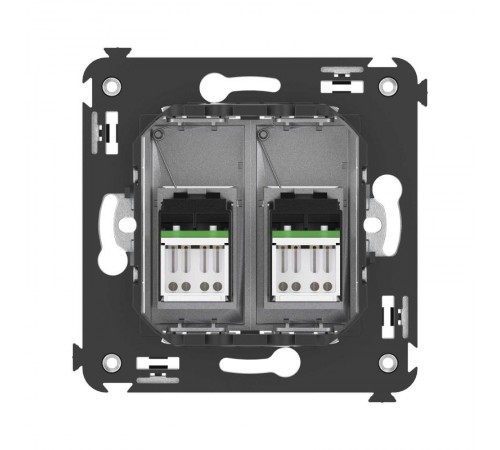 Компьютерная розетка RJ-45 в стену, кат.6А двойная, "Avanti", "Закаленная сталь"  4404374  DKC