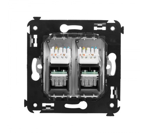 Компьютерная розетка RJ-45 в стену, кат.6А двойная, "Avanti", "Закаленная сталь"  4404374  DKC